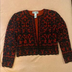 Vintage Niteline Red and Black Beaded Jacket